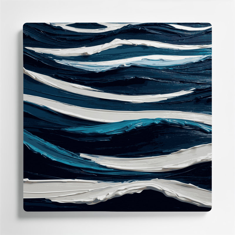 Art mural horizontal à rayures horizontales bleu foncé blanc bleu