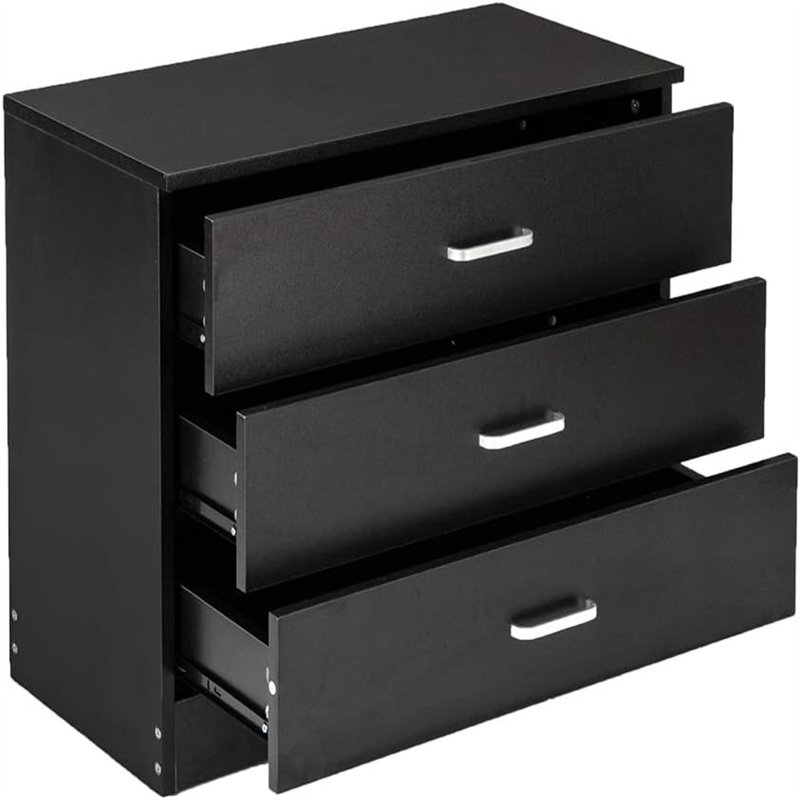 Table de chevet moderne à 3 tiroirs avec poignées en métal - armoire de rangement minimaliste pour chambre à coucher ou salon