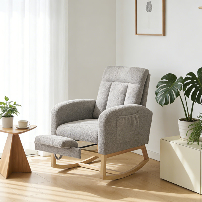 Solid Wood Rocking Chair, Grey