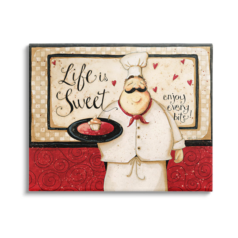 " Life Is Sweet Enjoy Every Bite Phrase " by Dan DiPaolo, 16" H x 20" W x 1.5" D, Wrapped Canvas