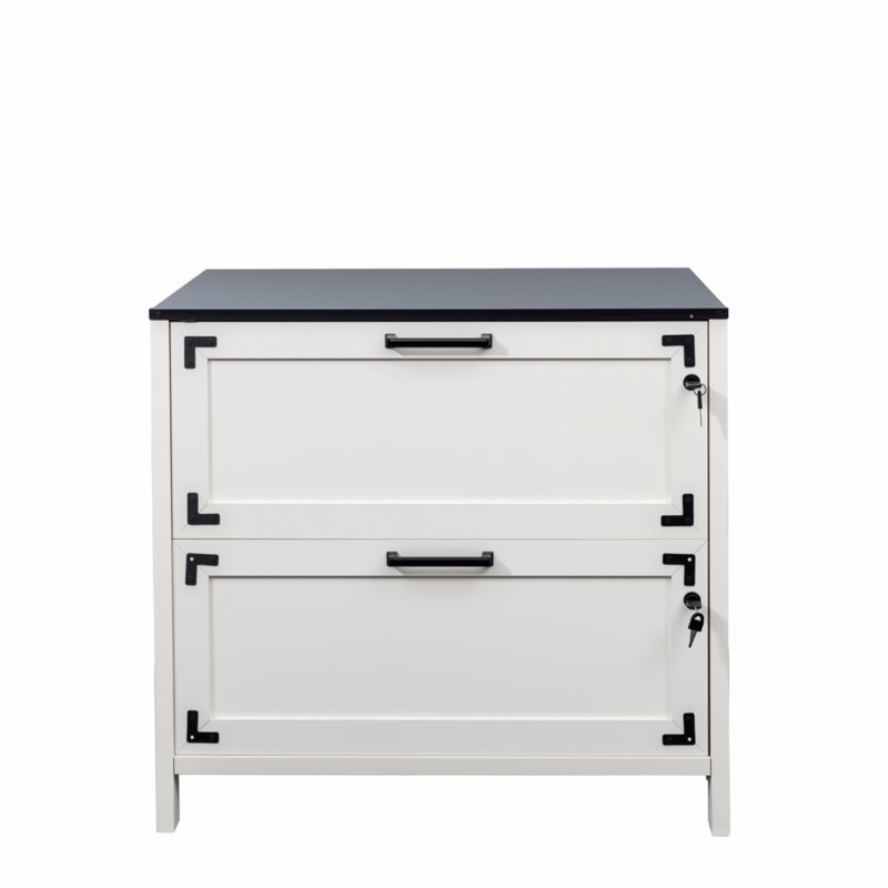 Farmhouse File Cabinet With 2 Drawers, Filing Cabinet With Lock For Home Office, White