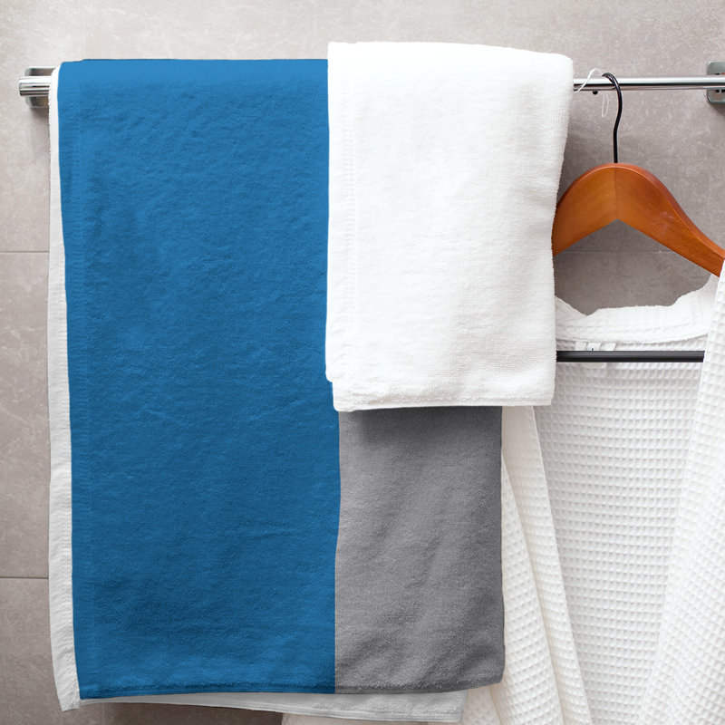 Lightweight Bath Towel, Blue/Silver/Black