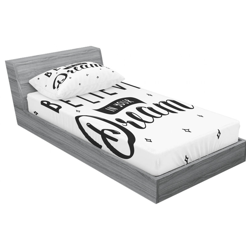 Twin White Microfiber Printed Bedding Set