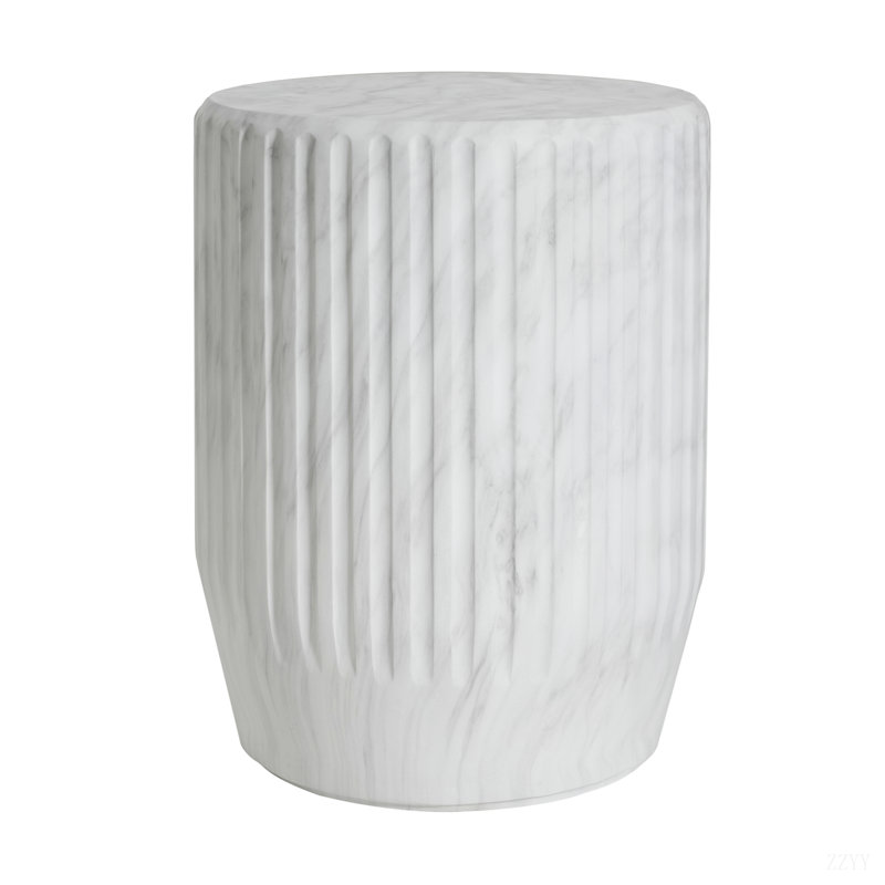 Outdoor Cicci Carved Side Table, White