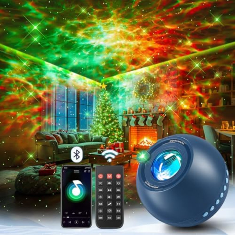 Projecteur Galaxie - Cadeau idéal pour un ado, 15 couleurs + 15 bruits blancs, veilleuse galaxie avec télécommande Bluetooth, parfait pour décorer sa chambre à Noël.