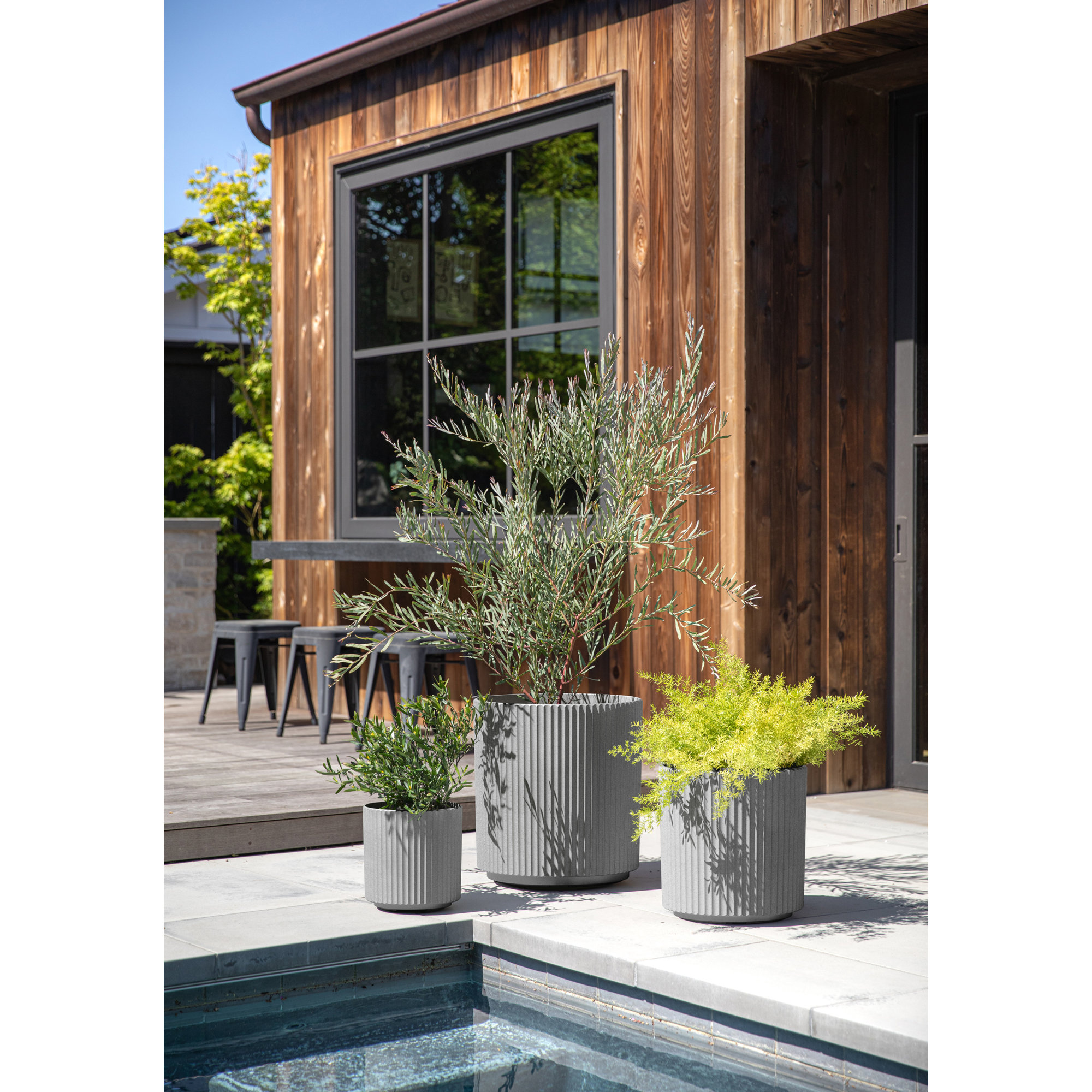 Demi Series Round Planter Set of 3, Gray