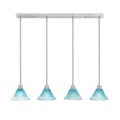 Edge 4 Light Linear Pendalier With 7" Glass