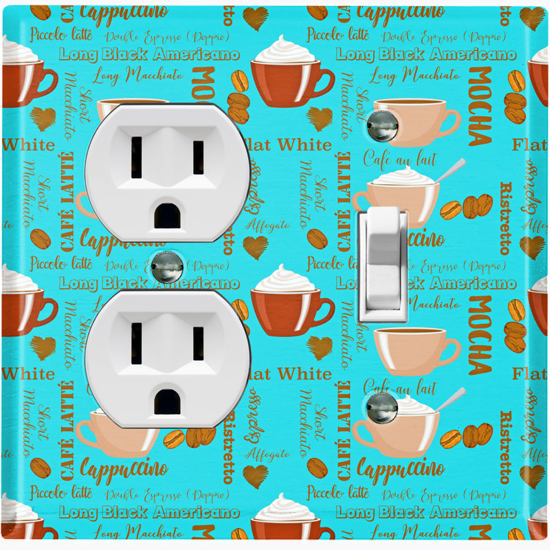 Coffee Cup Mocha Espresso Lover Teal 2 - Gang Combination Standard Wall Plate