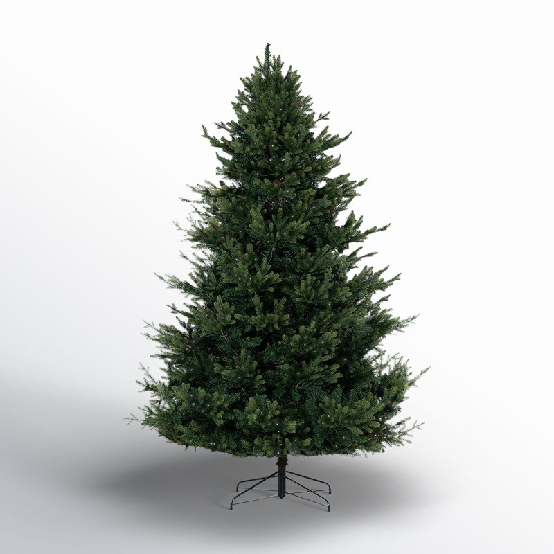 Traditional Christmas Tree with Lights, Prelit with Metal Stand, 7.5 ft