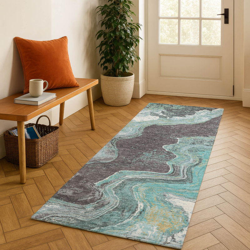 Premium Machine Washable Jakiyra AMF1907 Abstract Rug, Runner 2'3" x 7'6"