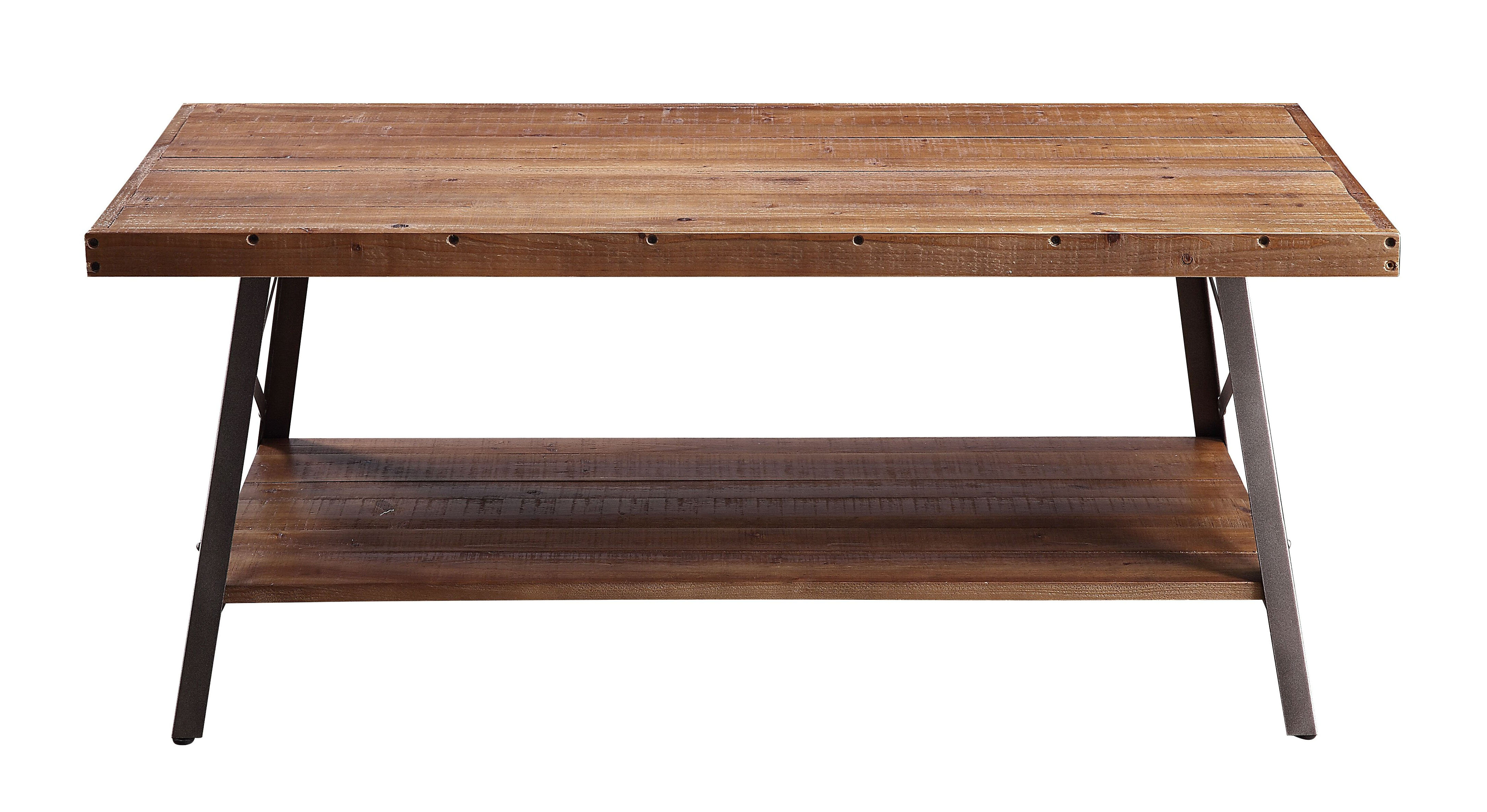 Gracie Oaks Bloxom Weathered Oak And Sandy Black Storage Coffee Table