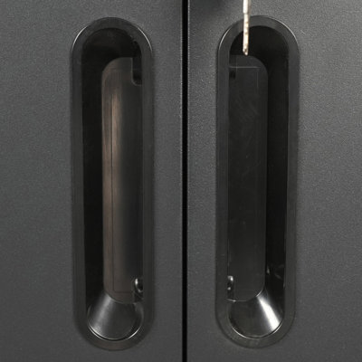 Armoire de garage en métal avec roulettes et portes verrouillables - 1 tiroir, grand espace de rangement, outil noir gris pour utilisation 2 portes, 360 roues mobiles,