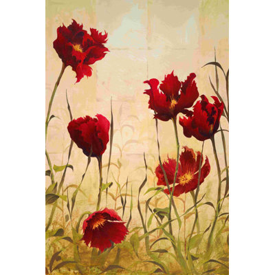 Fleurs rouges - peinture sur toile tendue