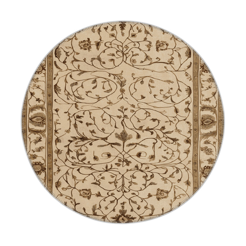 Tapis d'intérieur et d'extérieur brun Persian, Rond 5 pi