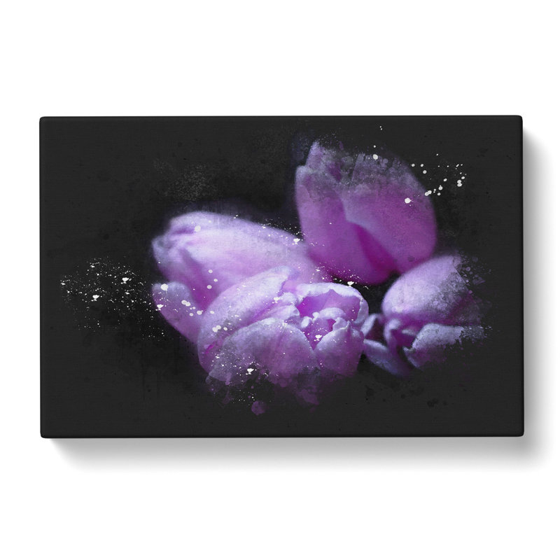 Four Purple Tulips - Wrapped Canvas Print, 40cm H x 60cm W x 3cm D