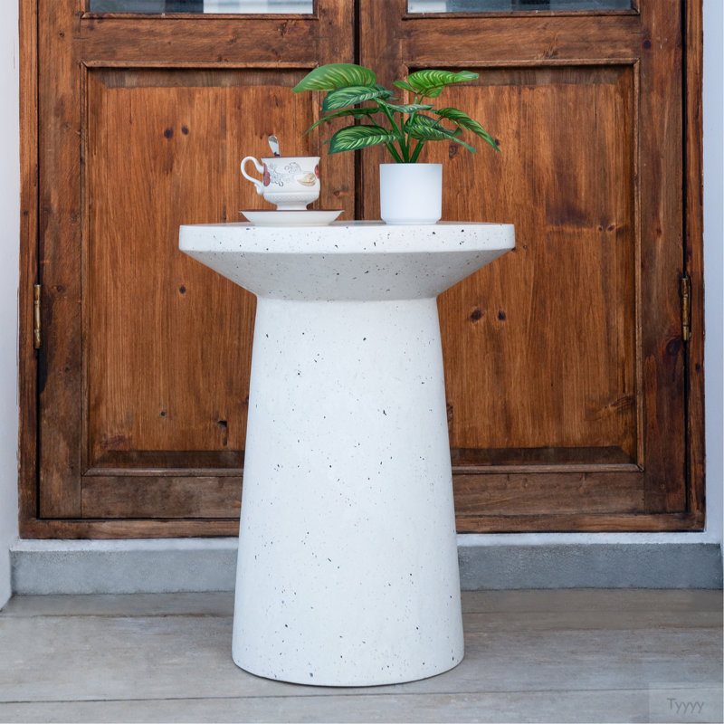 Outdoor 24" H MGO Terrazzo Side Table, White