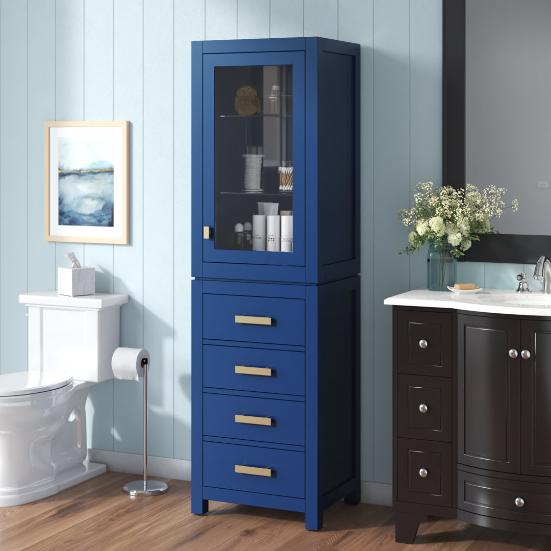 Esita Solid Wood Freestanding Linen Cabinet Beachcrest Home™ 