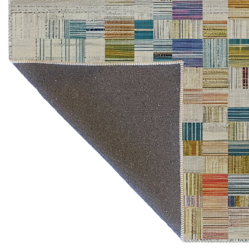 Tapis en polypropylène à motif écossais beige et vert Senem, Rectangle 2 pi 7 po x 4 pi 11 po