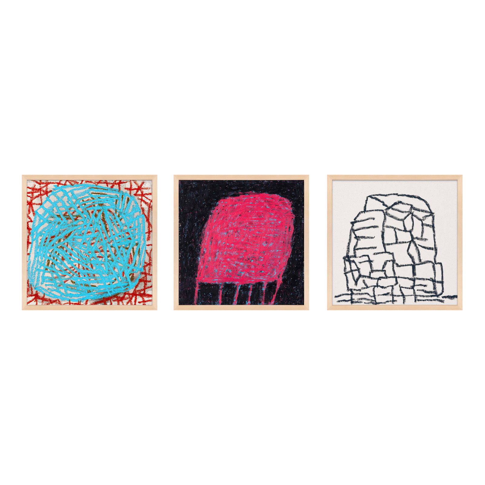 Dreya "Love Bug" 3-Piece Print Set, 16" H x 48" W  x 1.25" D, Maple