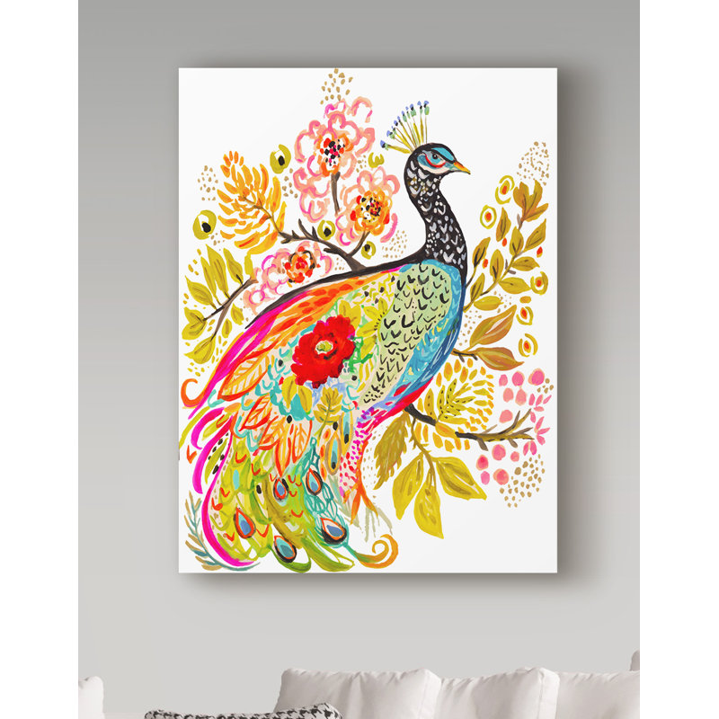 « peacock orné », reproduction de peinture à l’acrylique sur toile tendue, H 47 po x l 35 po x P 2 po
