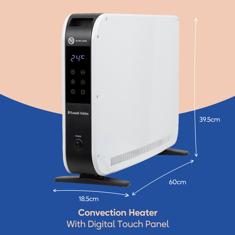 Russell Hobbs Rhcvh2003b 2kw Digital Touch Panel Convection Heater W/remote, White