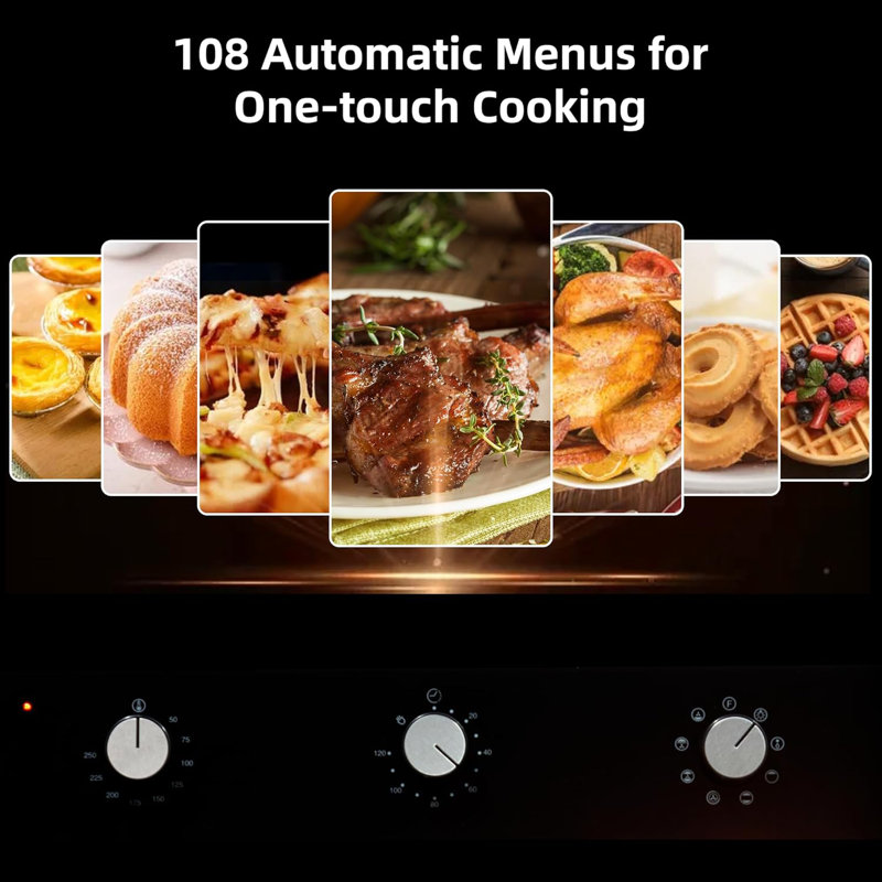 24 Inch Built-In Electric Wall Oven, 2.5 Cu.Ft Stainless Steel Oven with Convection, Defrost & 8 Cooking Functions