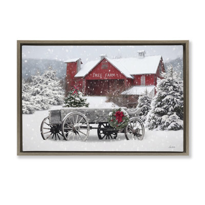 Winter Wagon & Barn Canvas by Lori Deiter