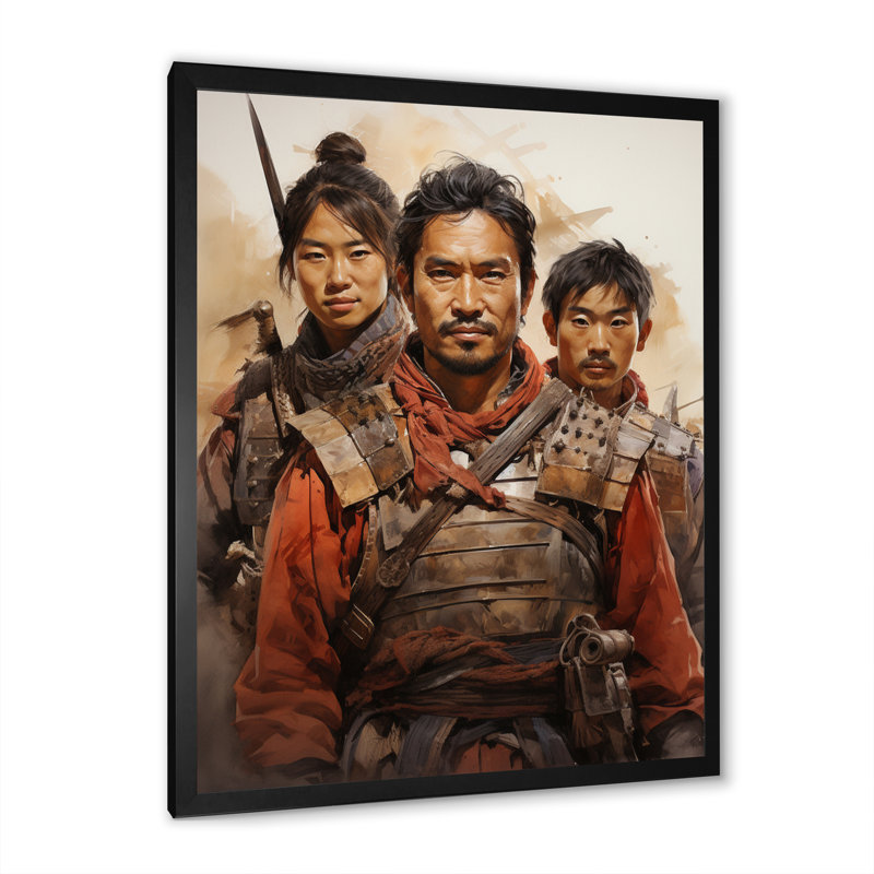 Yanin, art de la terre cuite, Guerriers I, Cadre photo noir, H 32 po x l 24 po x P 1 po