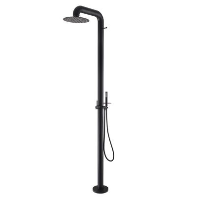 Douche d'extérieur autoportante 89 po. En acier inoxydable 304 H 89 po avec pomme de douche à pluie amovible