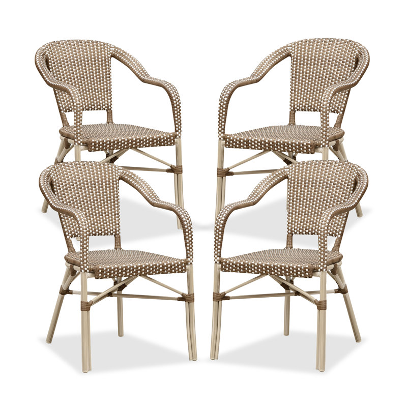 Fauteuil de terrasse empilable, Brun