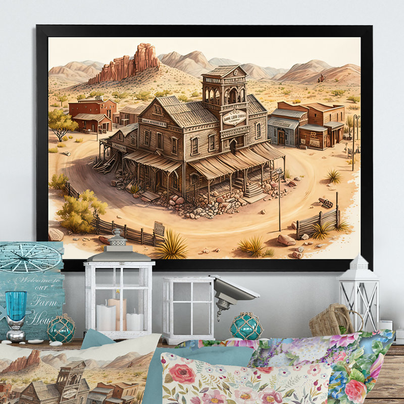 Wild West Town I - Impression sur toile, Cadre photo noir, H 12 po x l 20 po x P 1 po