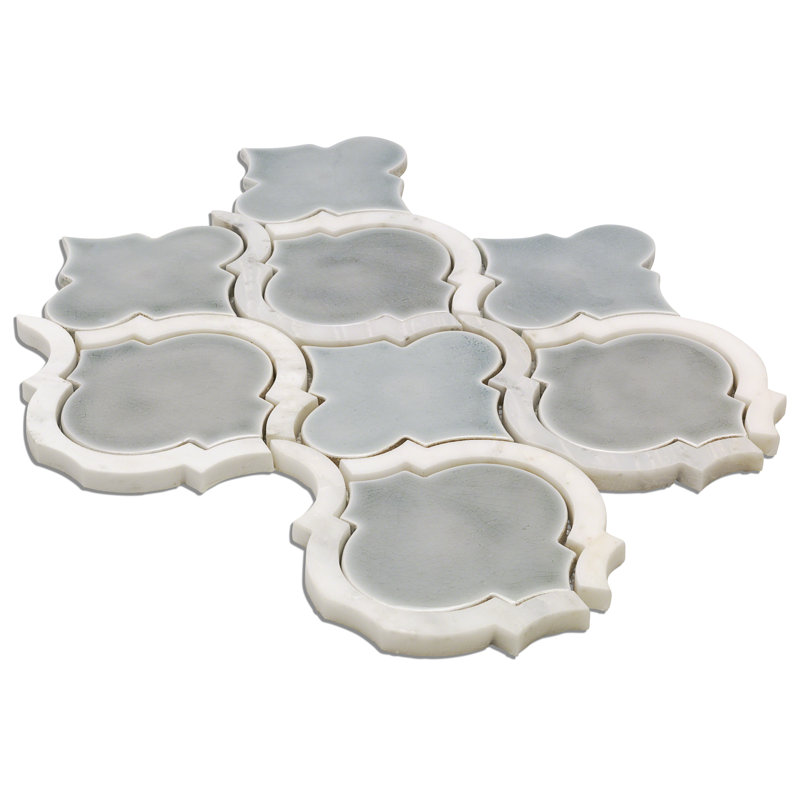 Divine Arabesque 4" x 3" Ceramic Mosaic Tile (0.80 Sq. Ft. / Sheet), Arctic Blue
