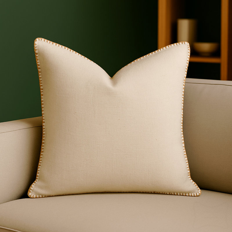 Coussin décoratif en lin - avec coutures décoratives pour une allure raffinée
