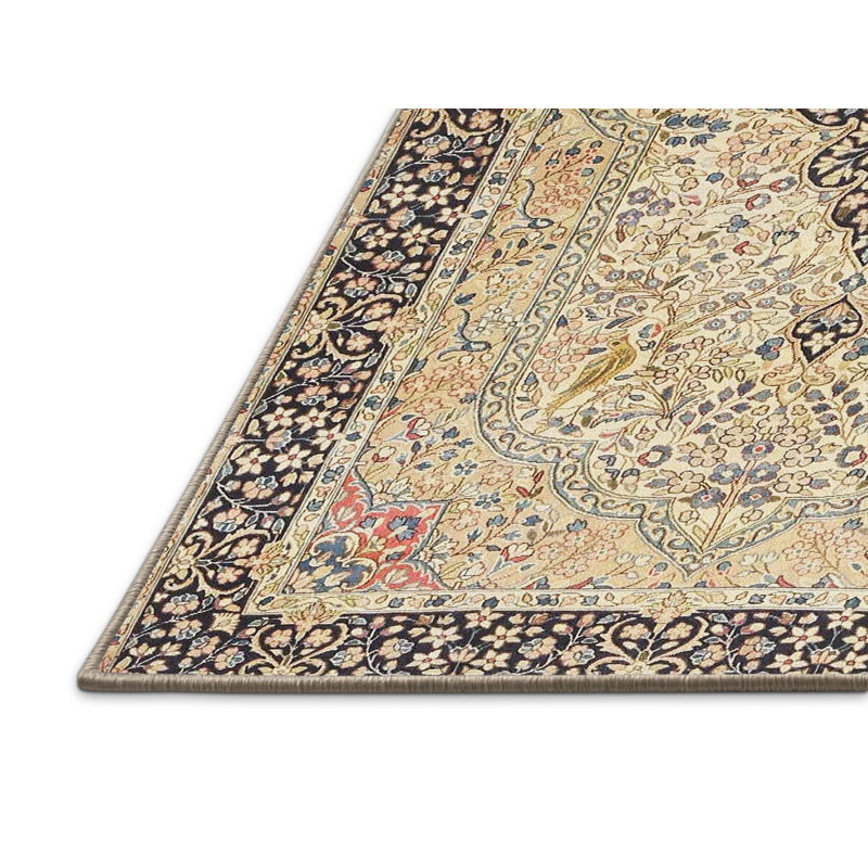 Tapis noir/beige traditionnel Bayville, Rectangle 5 pi x 7 pi