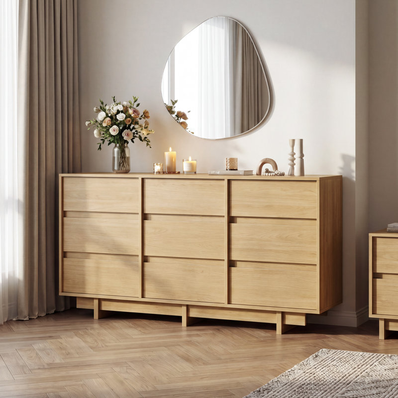 Commode 9 tiroirs Catarina, Chêne