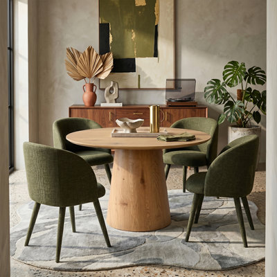 Modern 47"-83" Extendable Oval Dining Table Set With Upholstered Armchairs