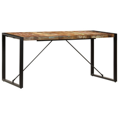 Powell Solid Wood Top Metal Base Dining Table