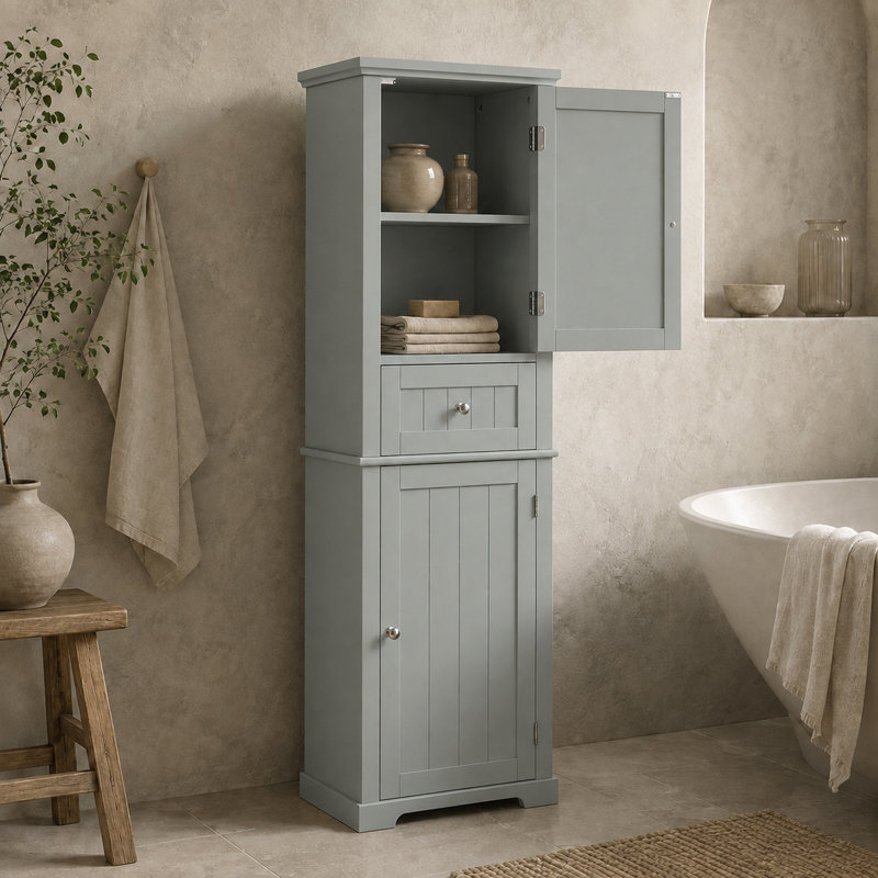 Armoire de rangement sur pied Denai, Gris