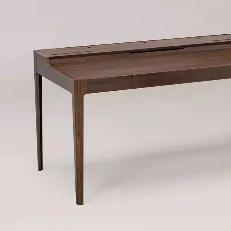 Bureau d'écriture simple en bois de frêne très fonctionnel, H 30,7 po x l 47,24 po x P 27,55 po, Marron foncé