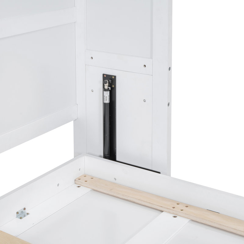 Grand lit avec armoires blanches - Désencombrez votre chambre avec rangement fonctionnel et conception pliable