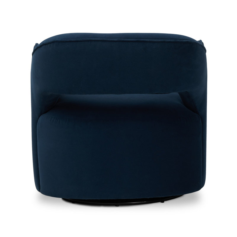 BLYTHE Swivel Armchair, Crypton Henry Navy Polyester