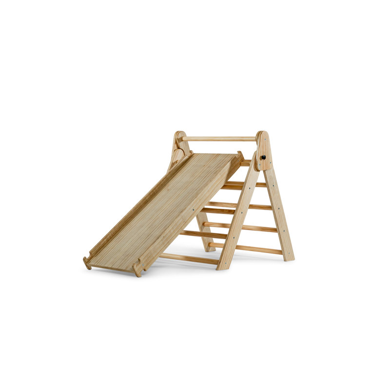 Natural Pine Montessori Indoor Climbing Gym with Slide