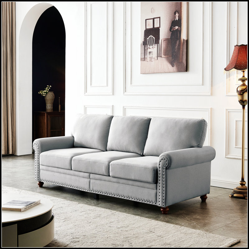 Comfortable Polyester Upholstered Sofa with Practical Storage Compartment, Perfect for Modern and Cozy Living Spaces., Gray