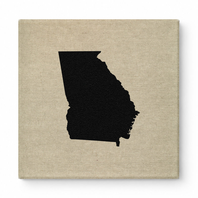 Georgia State Silhouette - art mural carré sur toile, 16" W x 16" H
