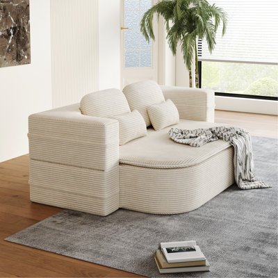 75''2-In-1 Foldable Sofa,Convertible Sleeper Foam Sofa Bed With Multi Functional Blanket, Corduroy Floor Folding Sofa Bed,  Floor Sofa Lounge Sofa For Living Room Bedroom Lounge Studio
