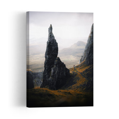 Misty Mountain Pinnacle Dramatic Abstract Contemporary Landscape Mountain Wall Art Print by Witold Ziomek - Print