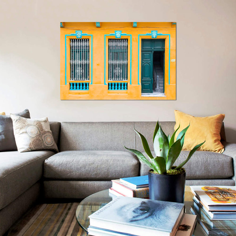 « cuba fuerte collection-la havane orange façade » par philippe hugonnard,, impression sur toile tendue, Toile tendue