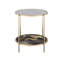 Table de chevet noire à imprimé marbre avec structure en métal et table d'appoint élégante de style contemporain