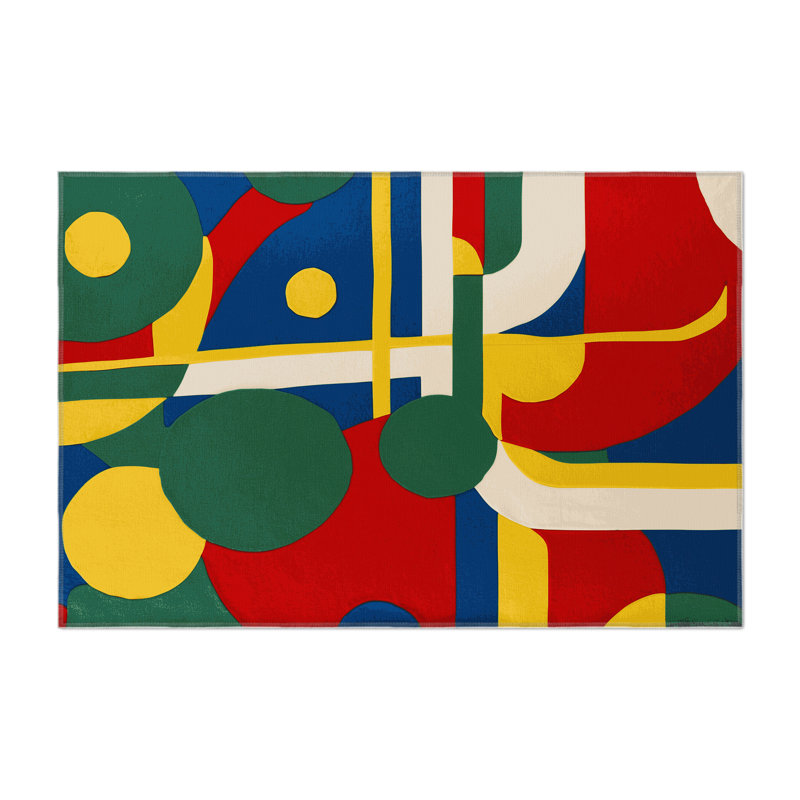 Jovial Whirl Indoor And Outdoor Area Rug, Rectangle 5' x 7'