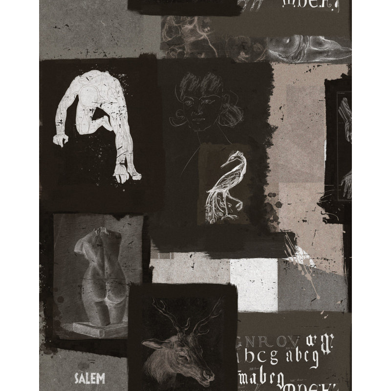 The Artists House Wallpaper Roll, Anthracite/Taupe/White/Gray